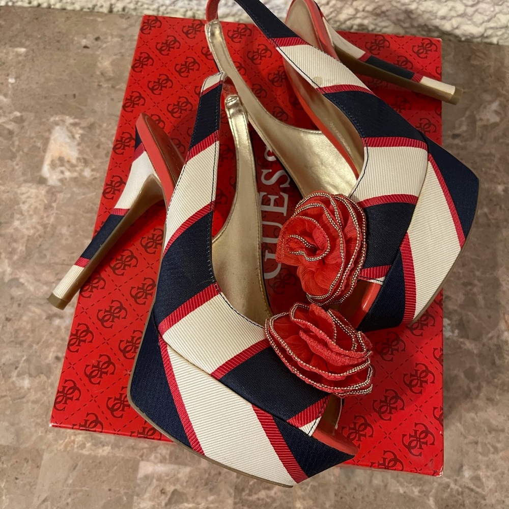 Guess peep toe heels